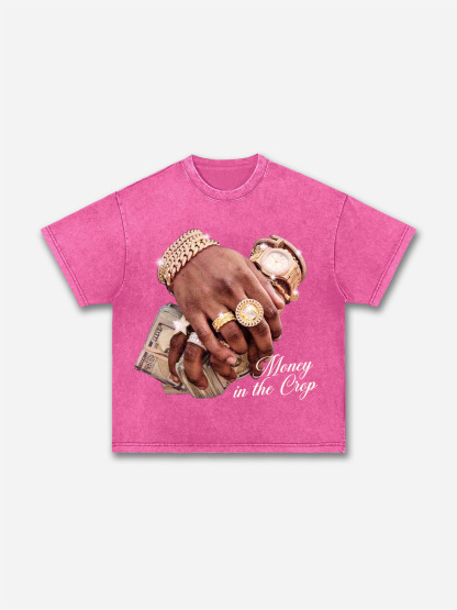 Money In The Bank Jewelry Graphic Acid Wash T-shirt | HellxCity 