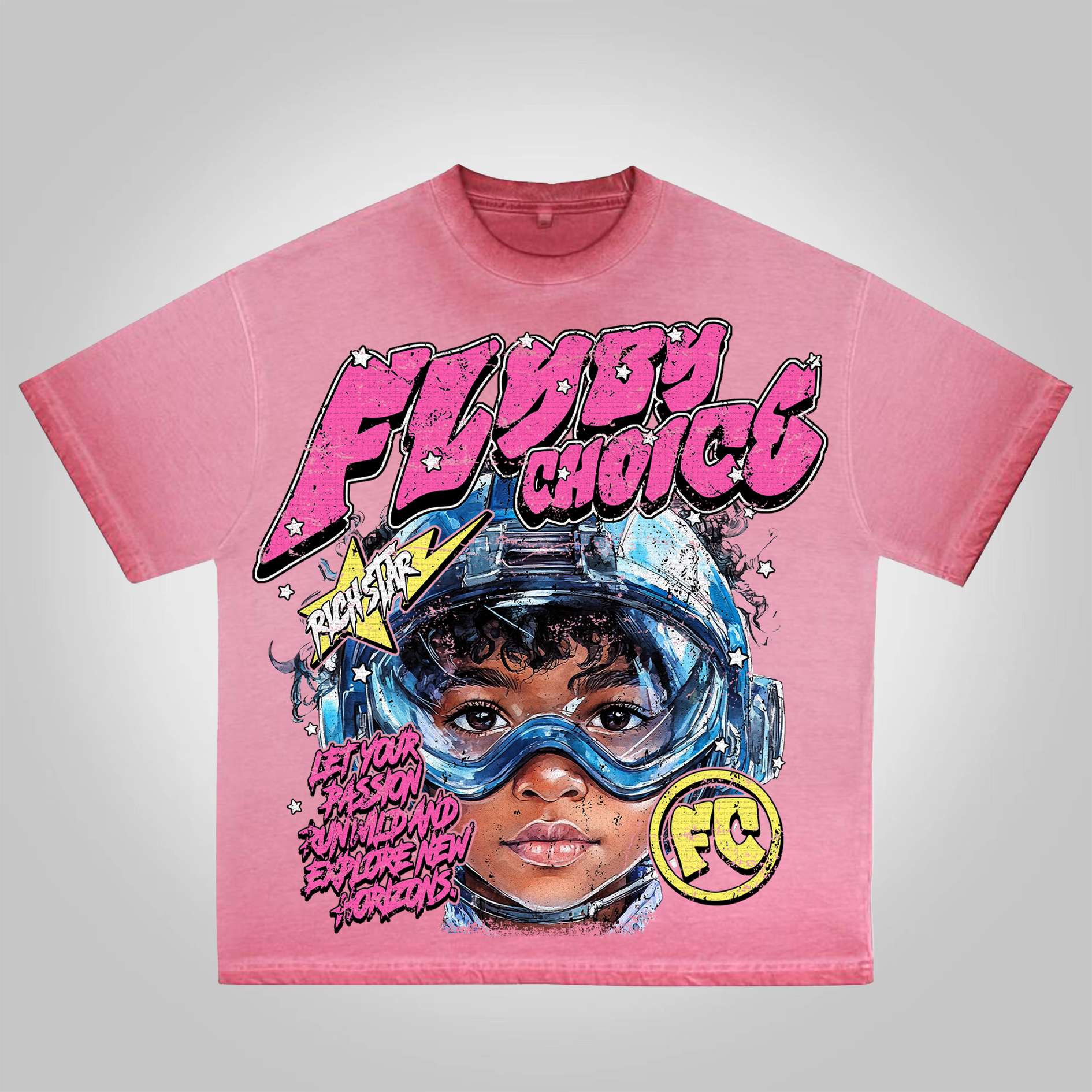 Hellxcity Vintage Fly By Choice Graphic Washed Cotton T-Shirt | HELLXCITY 