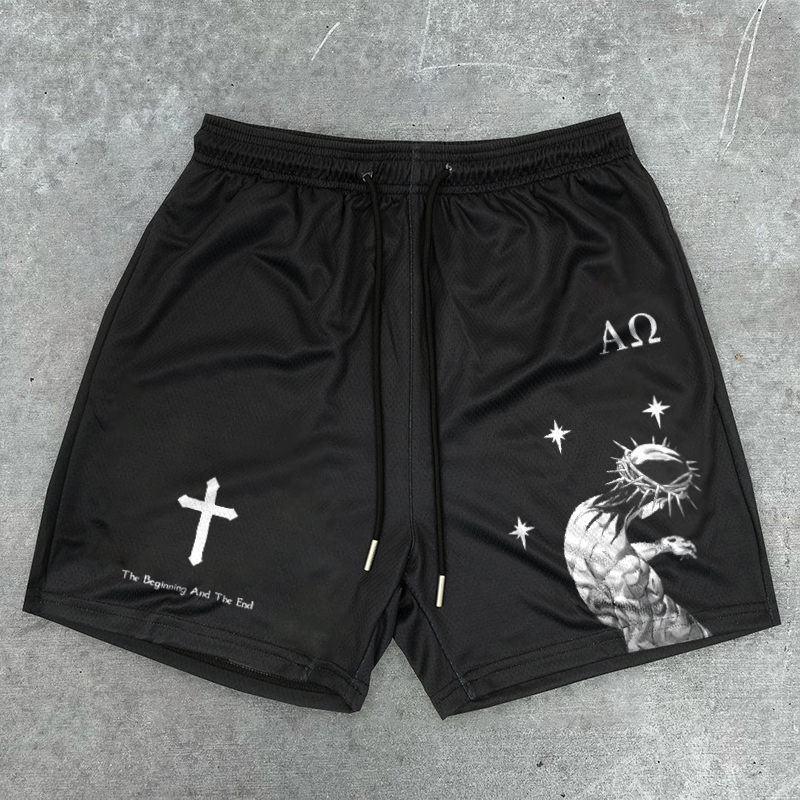 Men's The Beginning And The End Mesh Street Shorts | HellxCity 