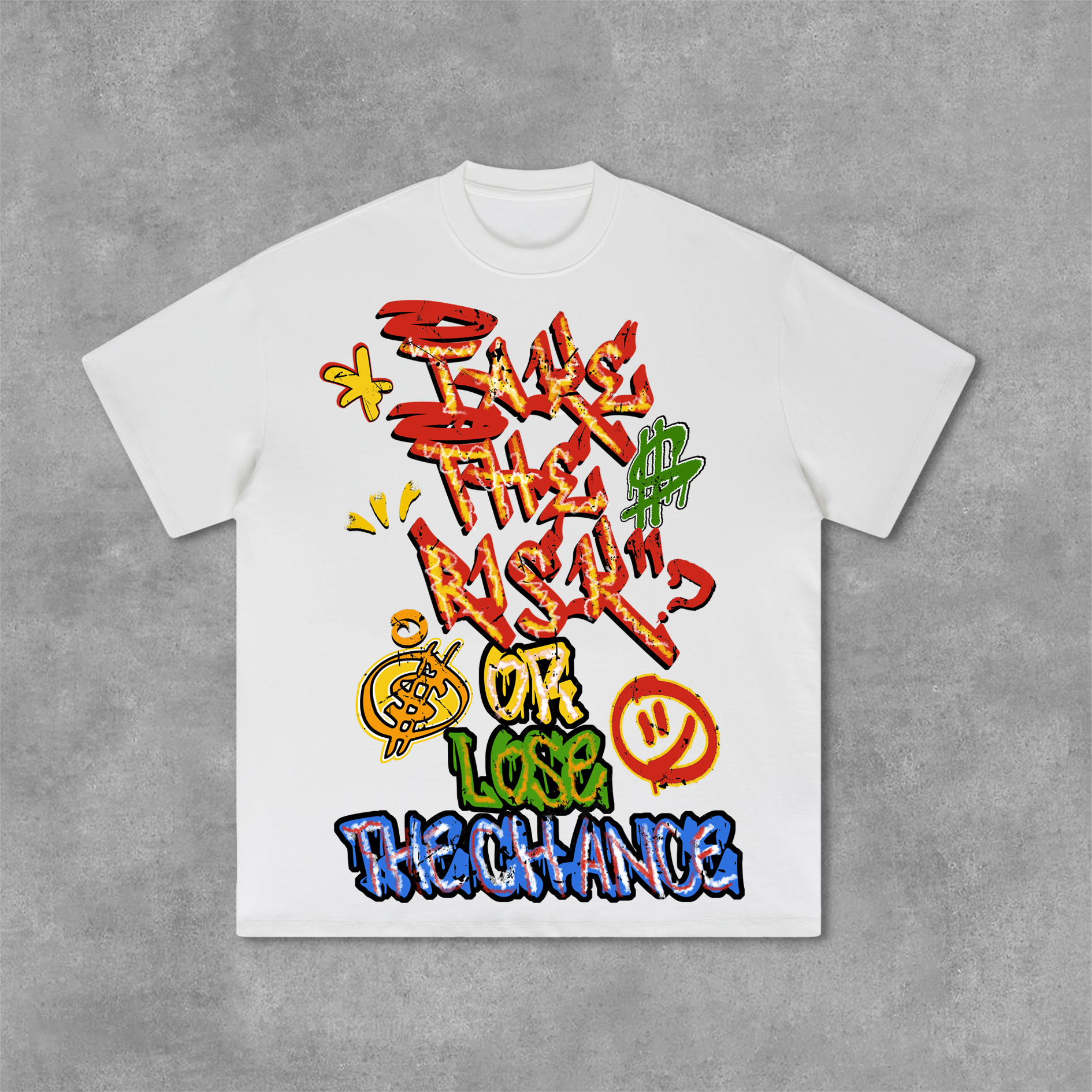Hellxcity Vintage "Take The Risk" Or "Lose The Chance" Graphic Print Cotton T-Shirt | HellxCity 