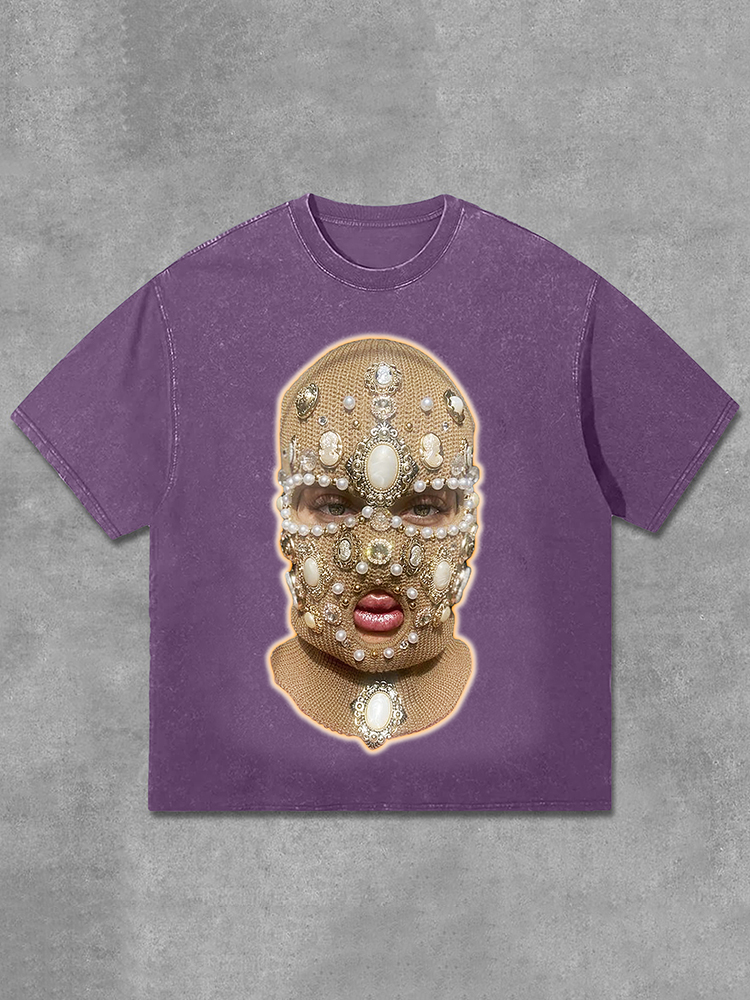 Hellxcity Cool Girl Fearless Graphic Print Washed T-Shirt | HellxCity 