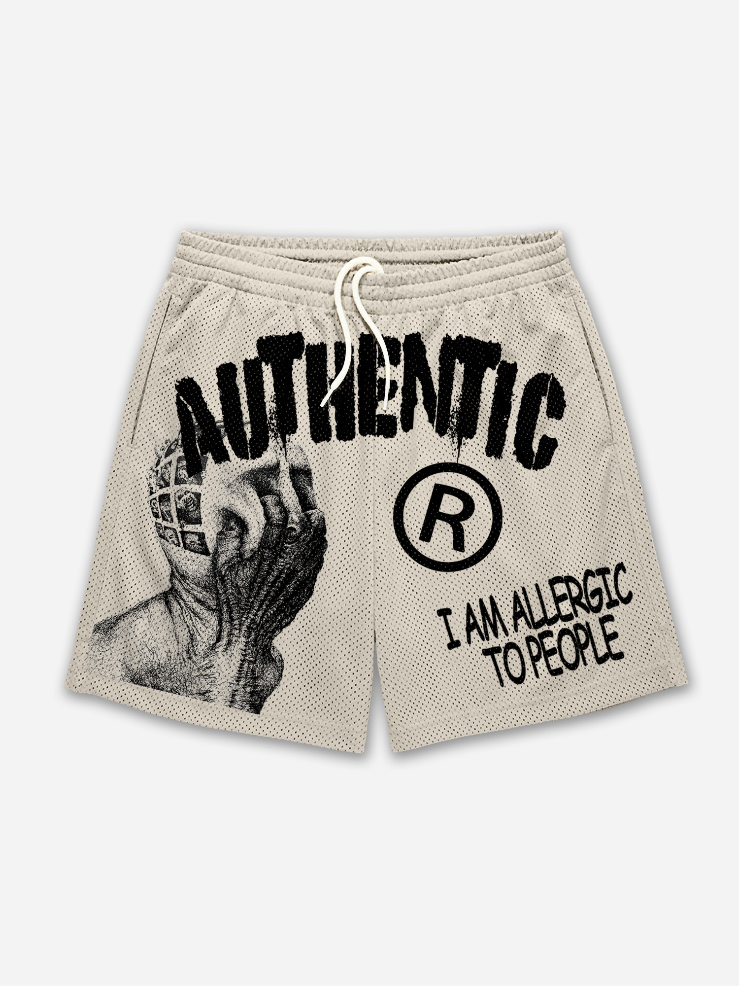 Men's I Am Allergic To People Graphic Print Mesh Shorts | HellxCity 