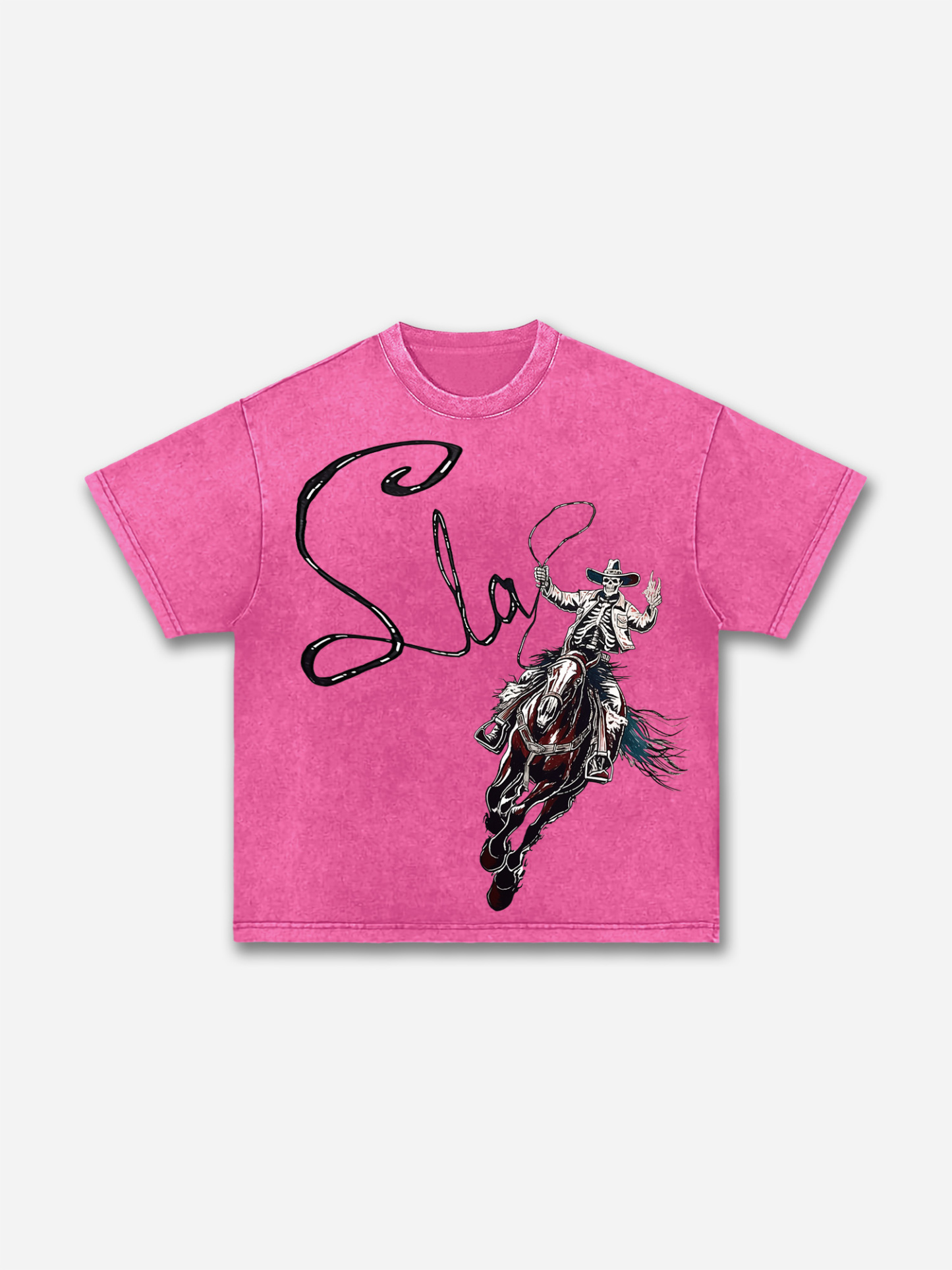 Skeleton Cowboy Acid Wash T-shirt | HellxCity 