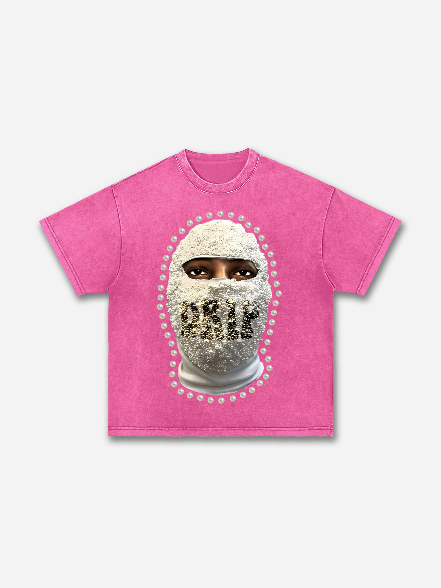 'drip' Street Gang Pearl Mask Graphic Acid Wash T-shirt | HellxCity 