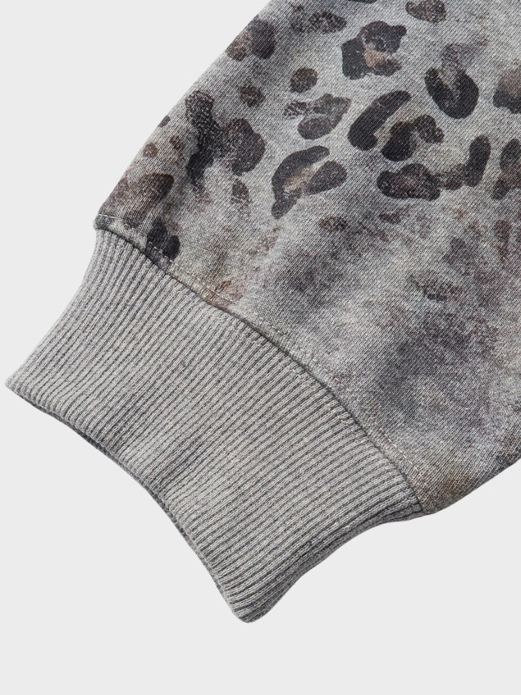 Retro Rhinestone Leopard Print Zip-up Hoodie