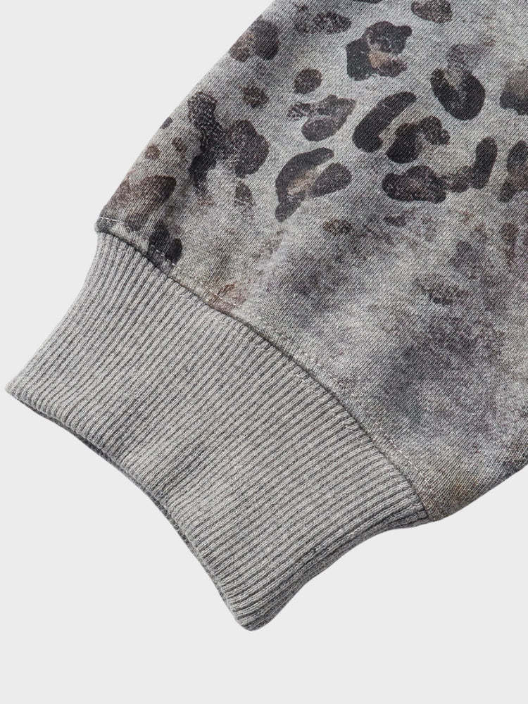Retro Rhinestone Leopard Print Zip-up Hoodie