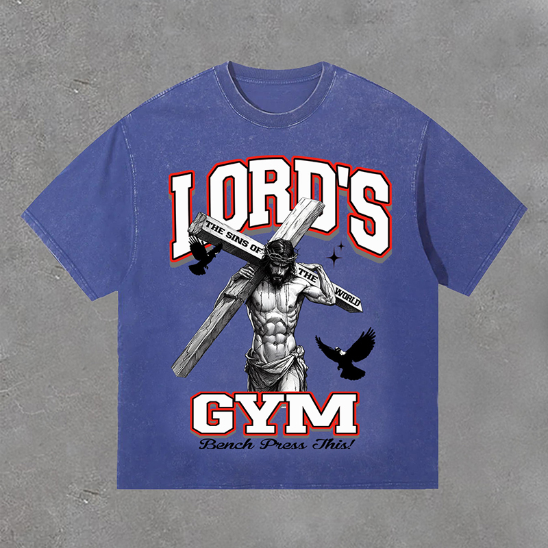 Hellxcity Lord's Gym Print Washed Retro T-Shirt | HellxCity 