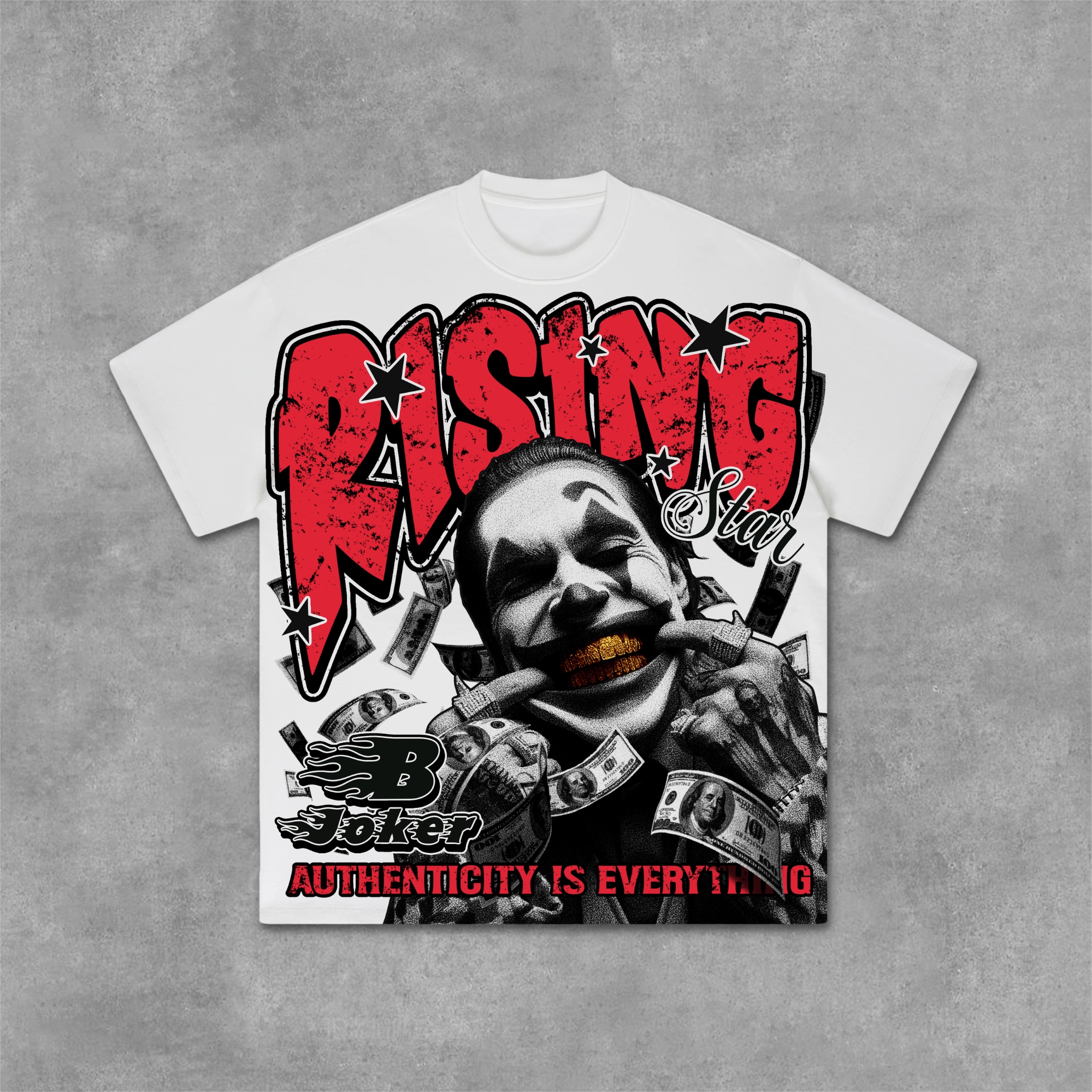 Hellxcity Joker Money On The Street Authenticity Is The Most Important Old Graphic T-shirt | HellxCity 