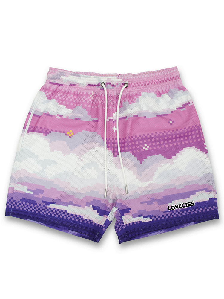 Men's Gradient Sky Fundamental Printing Casual Mesh Shorts | HellxCity 