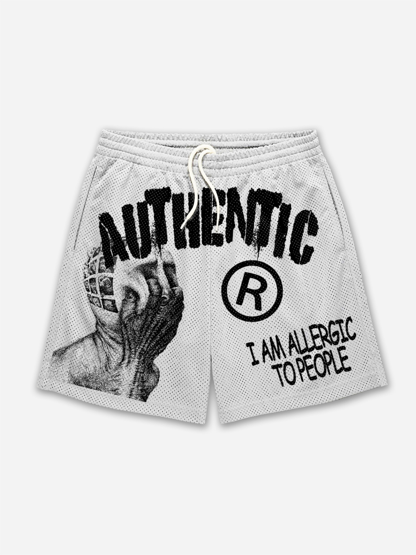 Men's I Am Allergic To People Graphic Print Mesh Shorts | HellxCity 