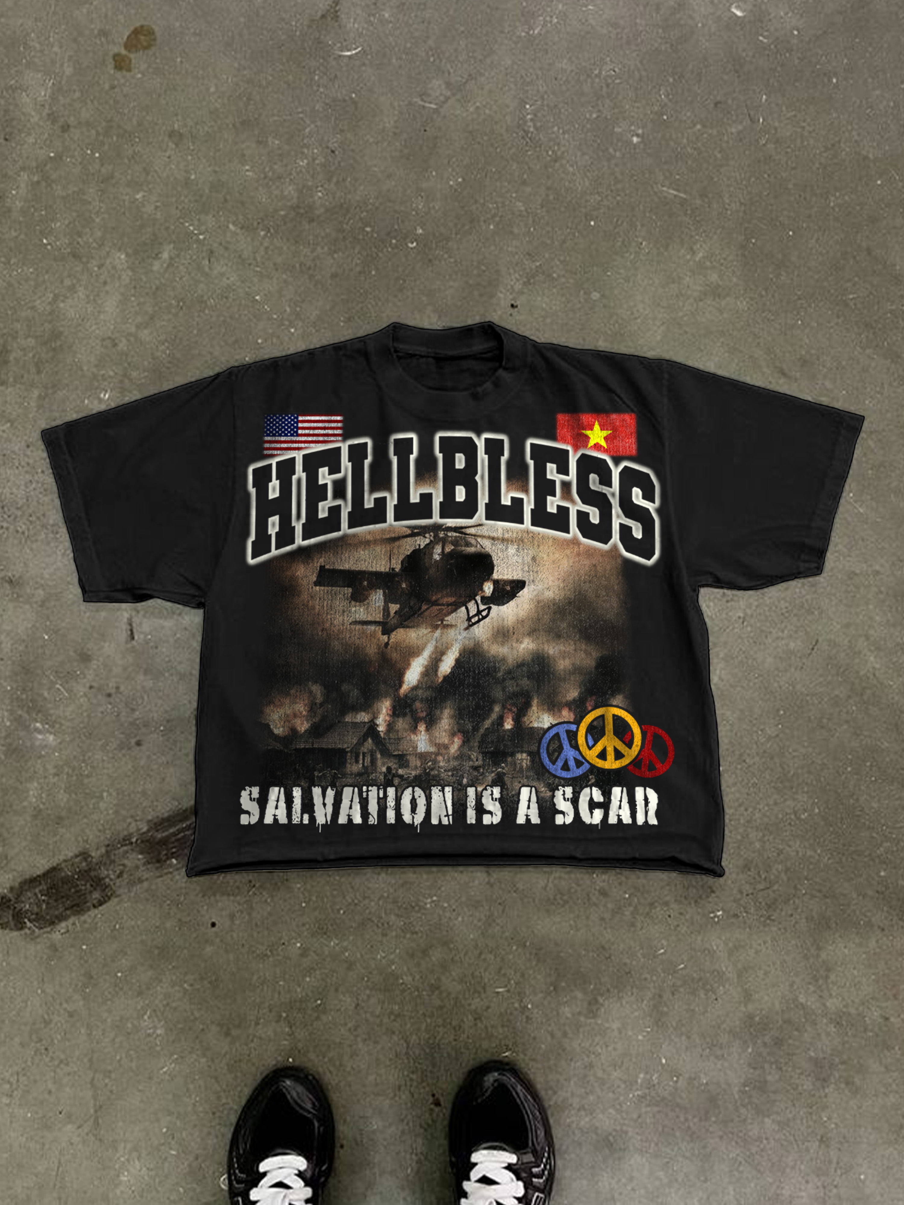 Hellbless Aged Vintage Warzone Graphic Cropped T-shirt | HellxCity | tee,Cropped T-Shirts