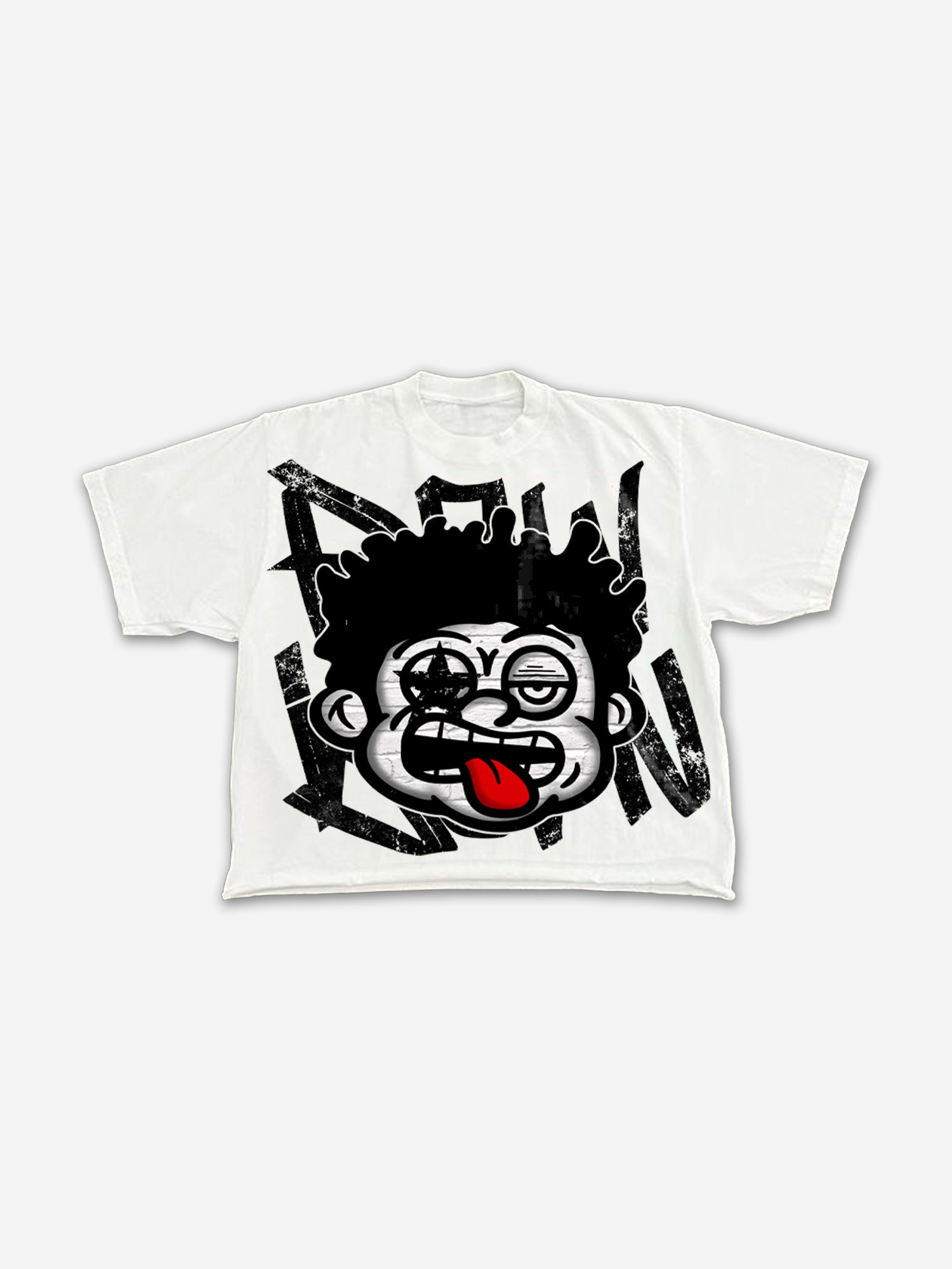Big Face Retro Cartoon Graphic Cropped T-shirt | HellxCity | tee,Cropped T-Shirts
