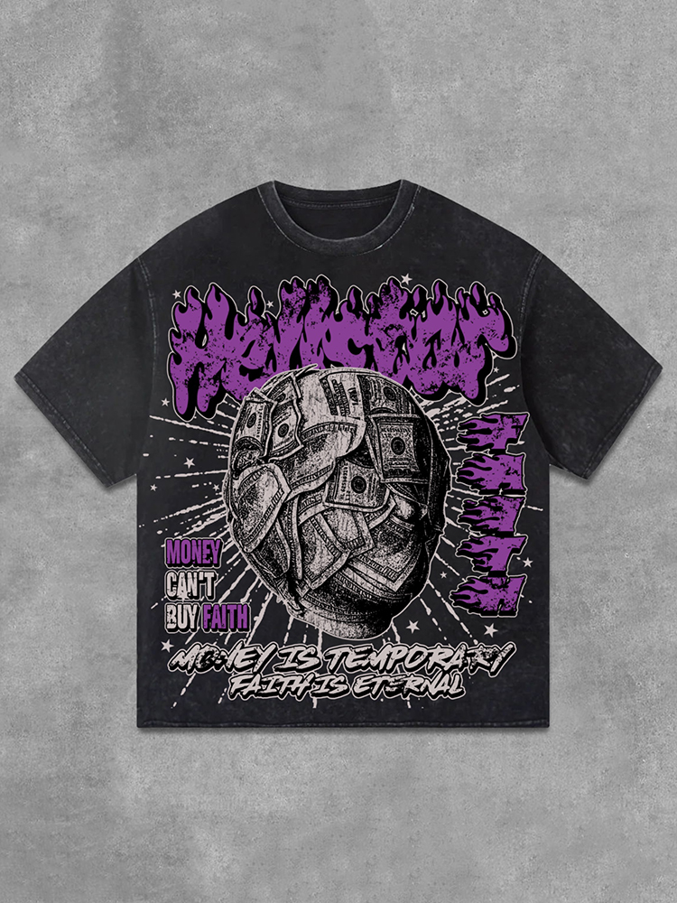 Hellxcity Don't Let Money Blind Your Faith. Old-Fashioned Washed T-Shirt | HellxCity 