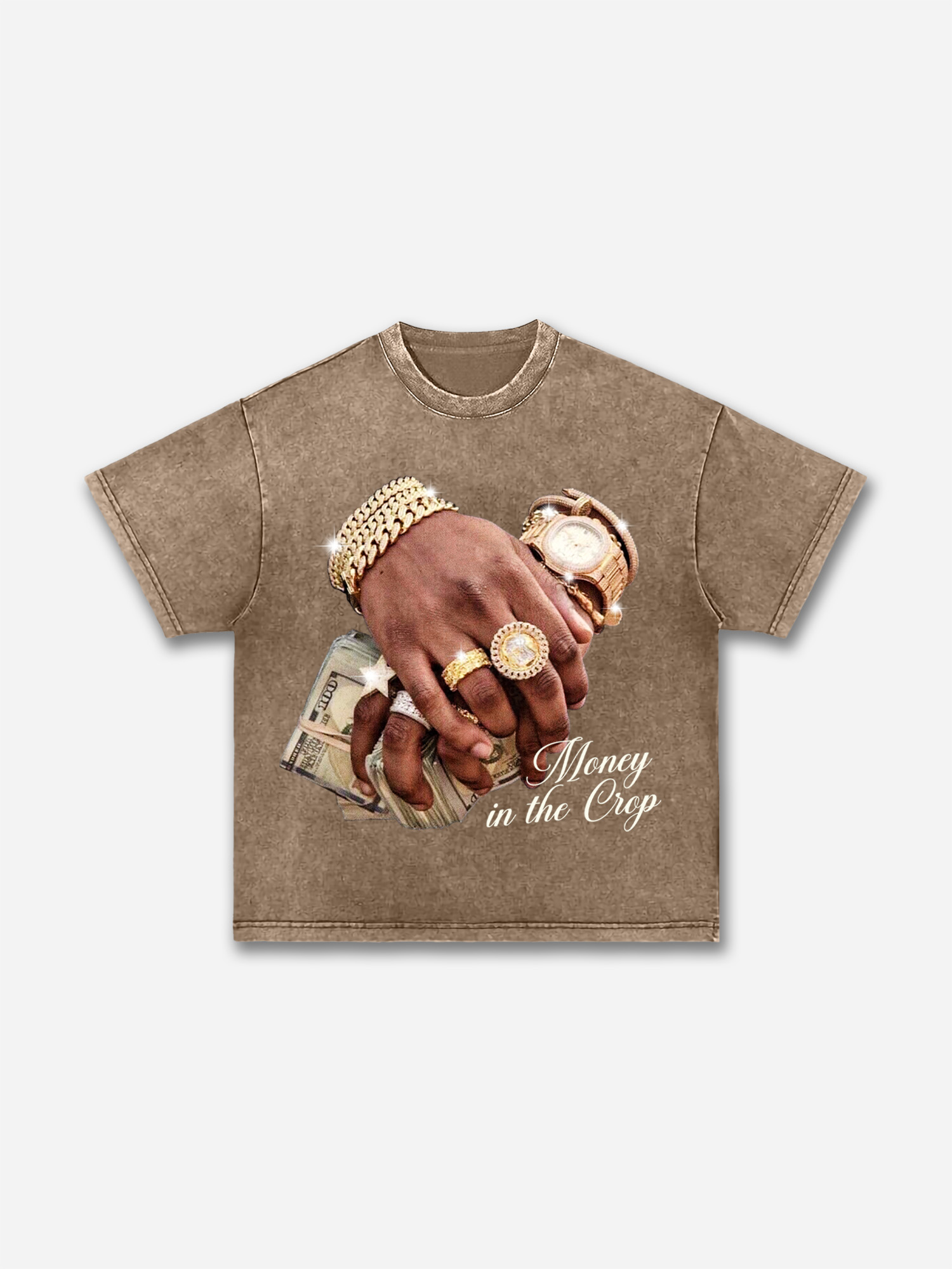 Money In The Bank Jewelry Graphic Acid Wash T-shirt | HellxCity 