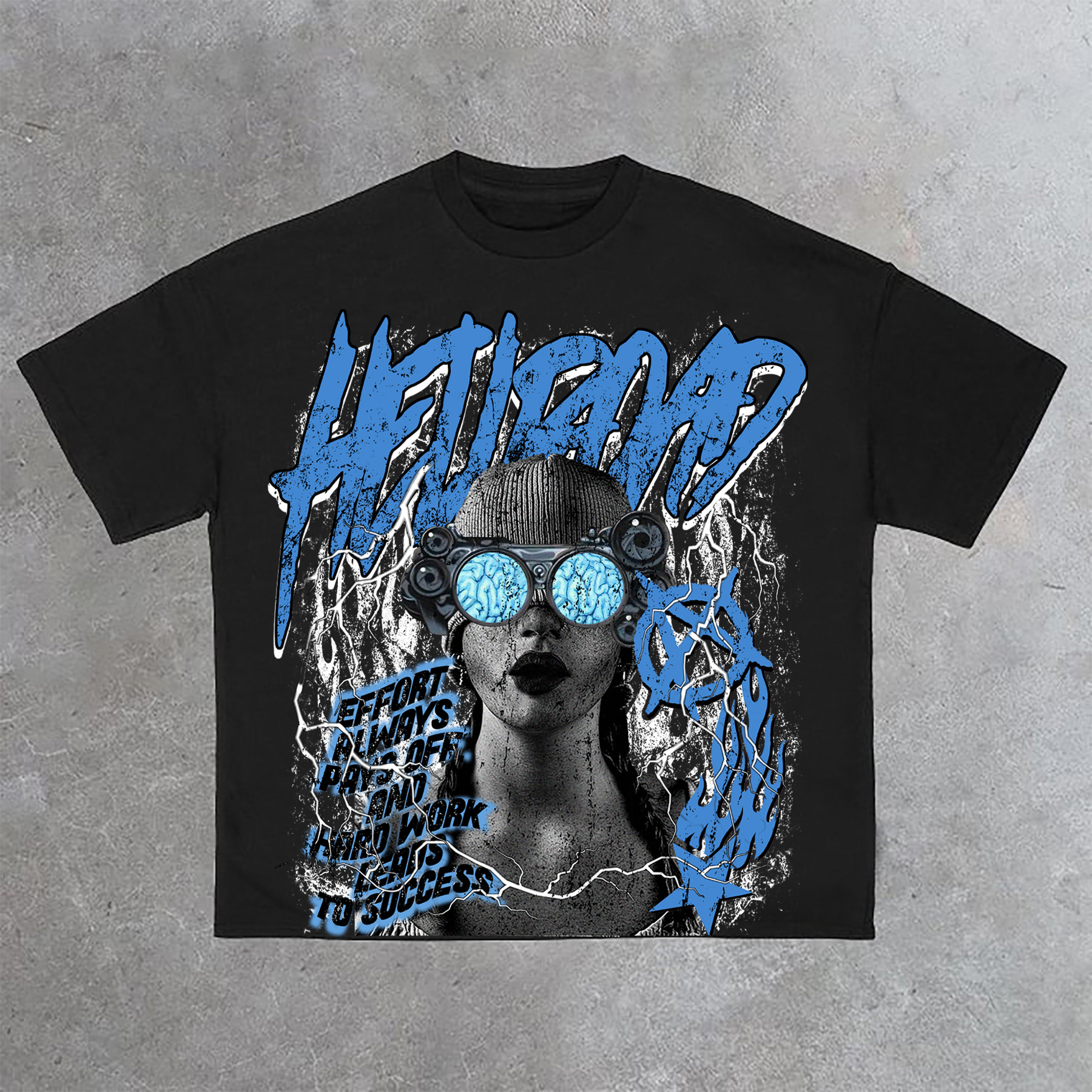 Hellxcity Hell Road Retro Fun Portrait Print Cotton T-Shirt | HellxCity 