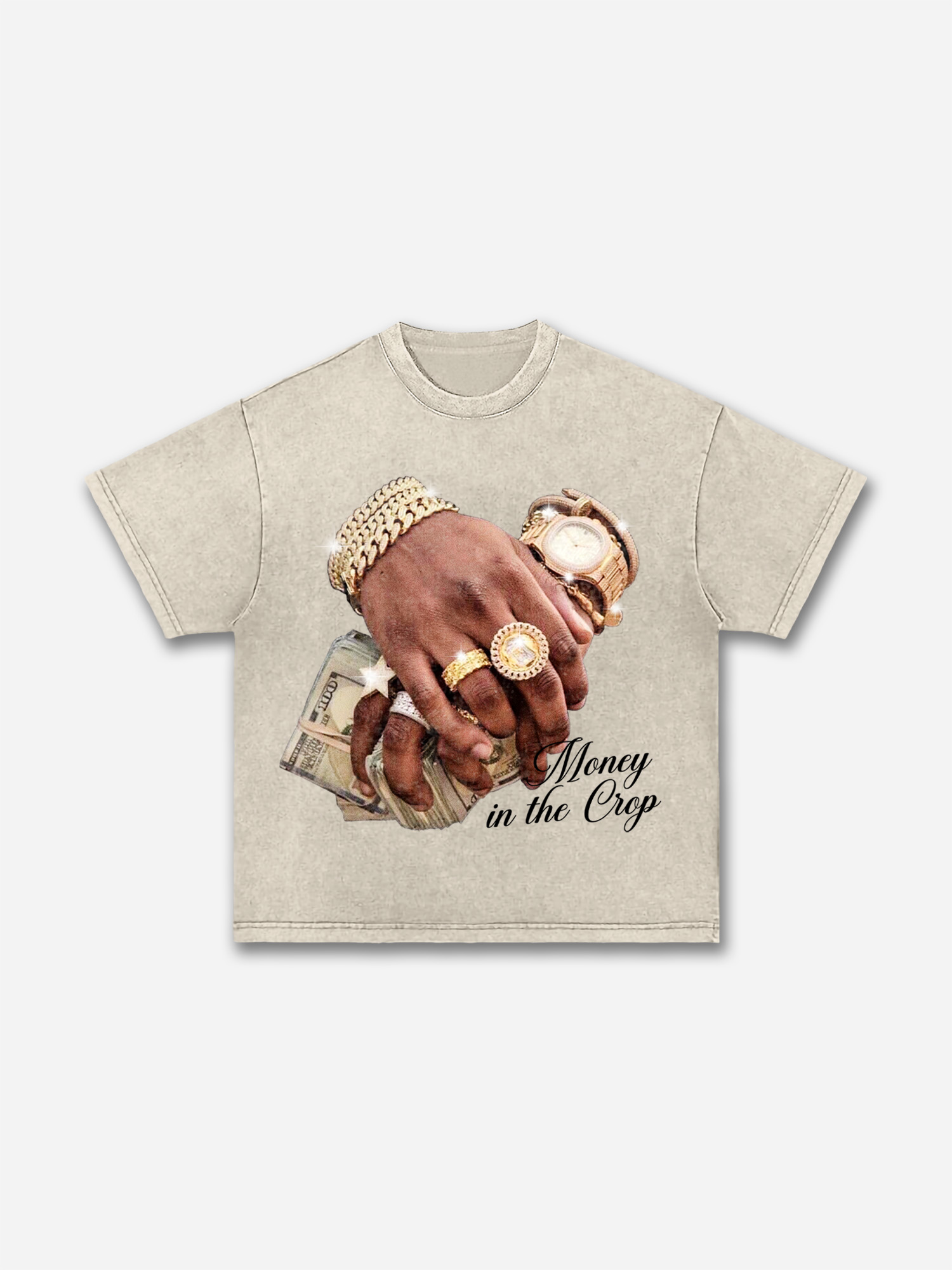 Money In The Bank Jewelry Graphic Acid Wash T-shirt | HellxCity 