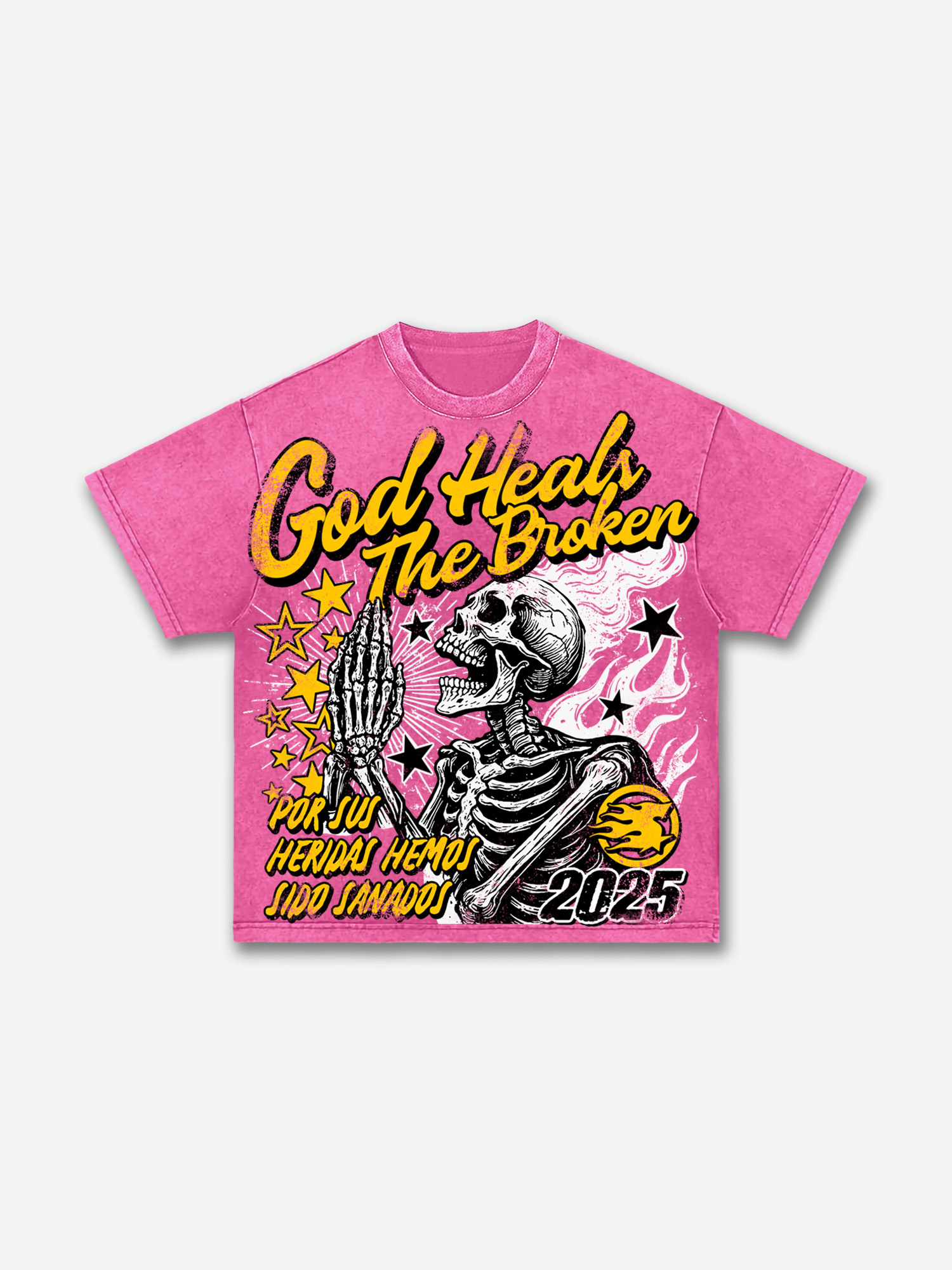 God Heals The Broken Vintage Graphic Acid Wash T-shirt | HellxCity 