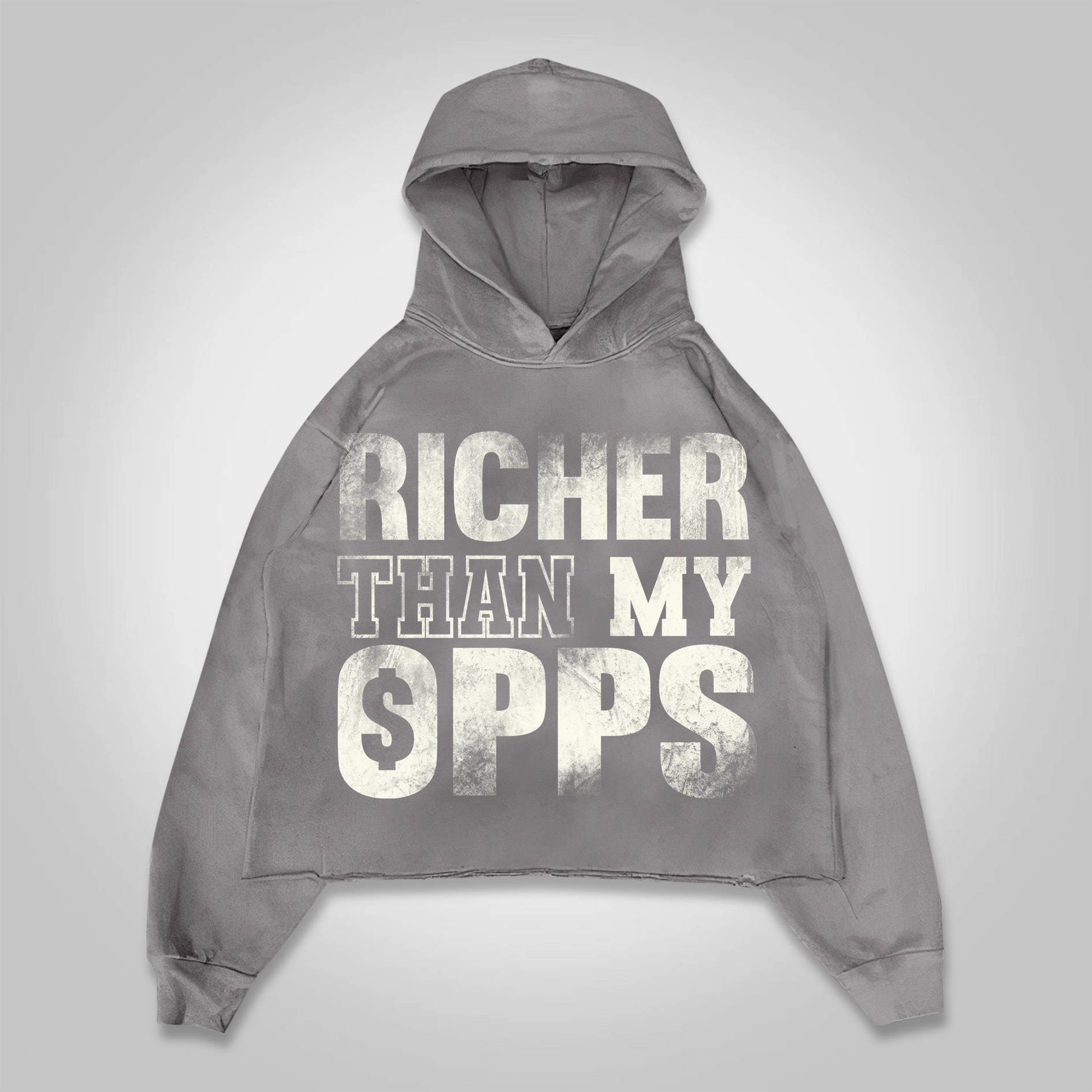 Hellxcity Richer Than My Opps Graphics Cropped Hoodie | HELLXCITY 