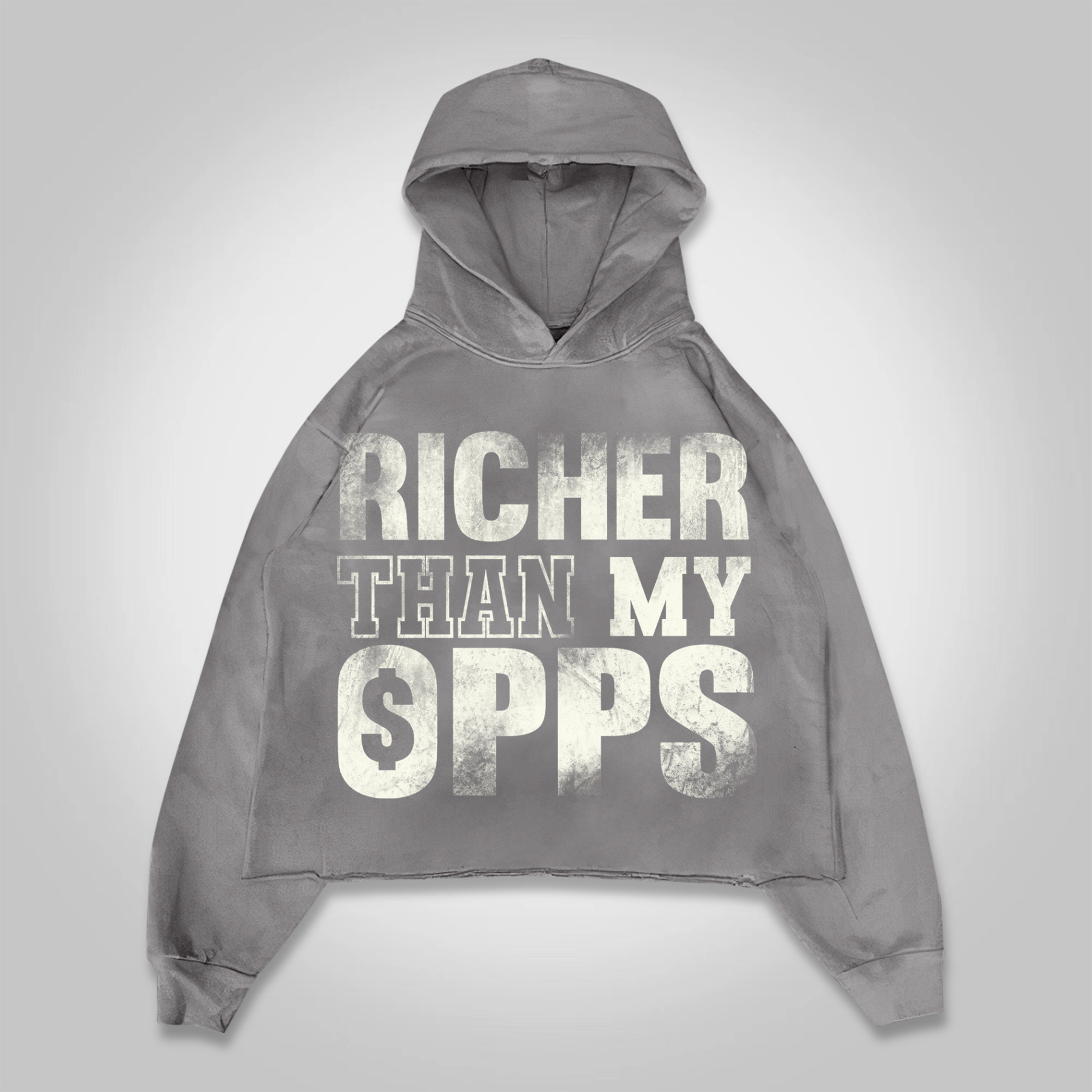 Hellxcity Richer Than My Opps Graphics Cropped Hoodie | HELLXCITY 