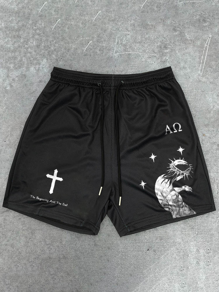 Men's The Beginning And The End Mesh Street Shorts | HellxCity 