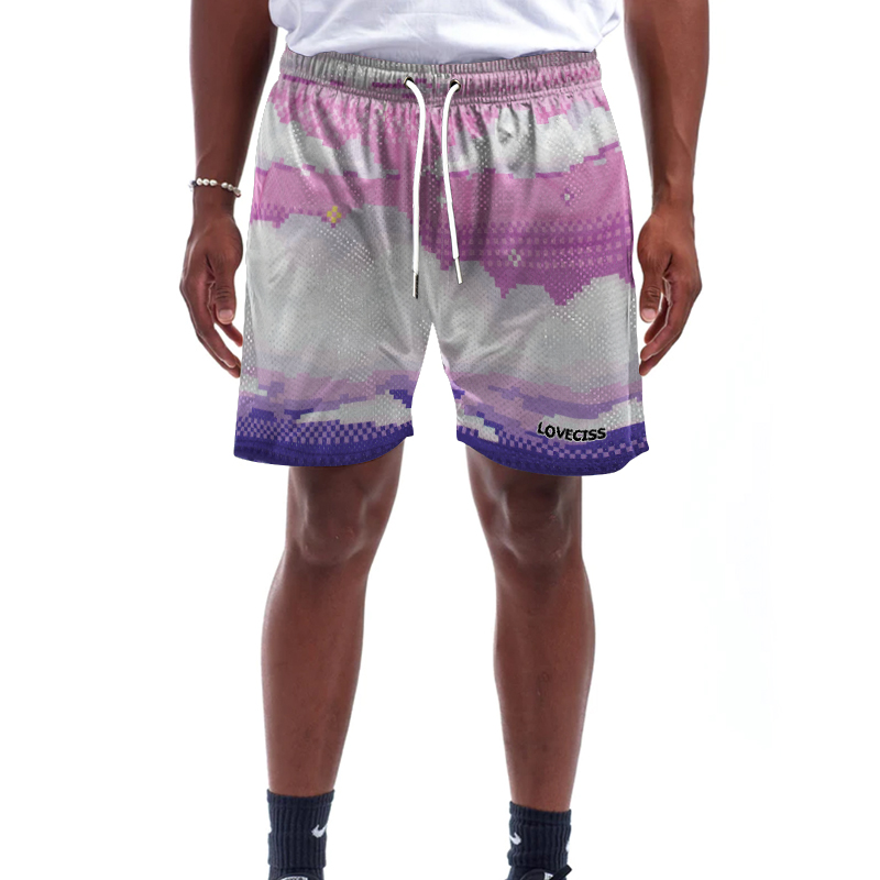 Men's Gradient Sky Fundamental Printing Casual Mesh Shorts | HellxCity 