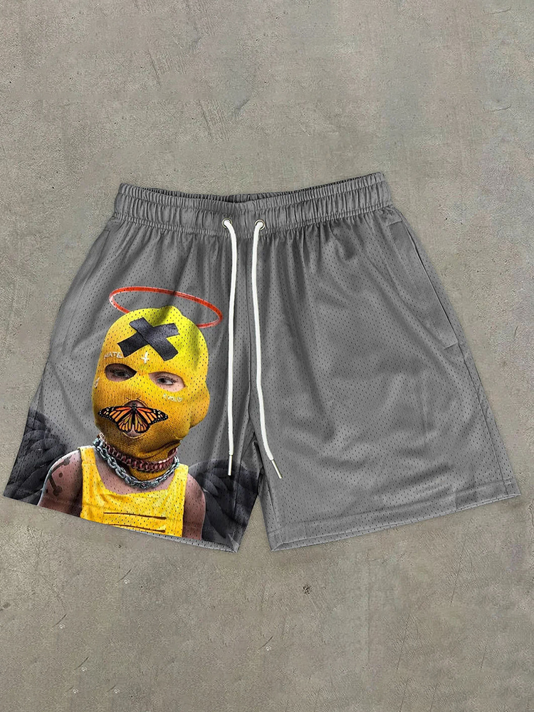 Men's Casual Statement Print Mesh Street Shorts | HellxCity 