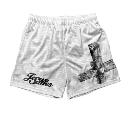 Men's Jesus Saves Print Mesh Shorts | HellxCity 