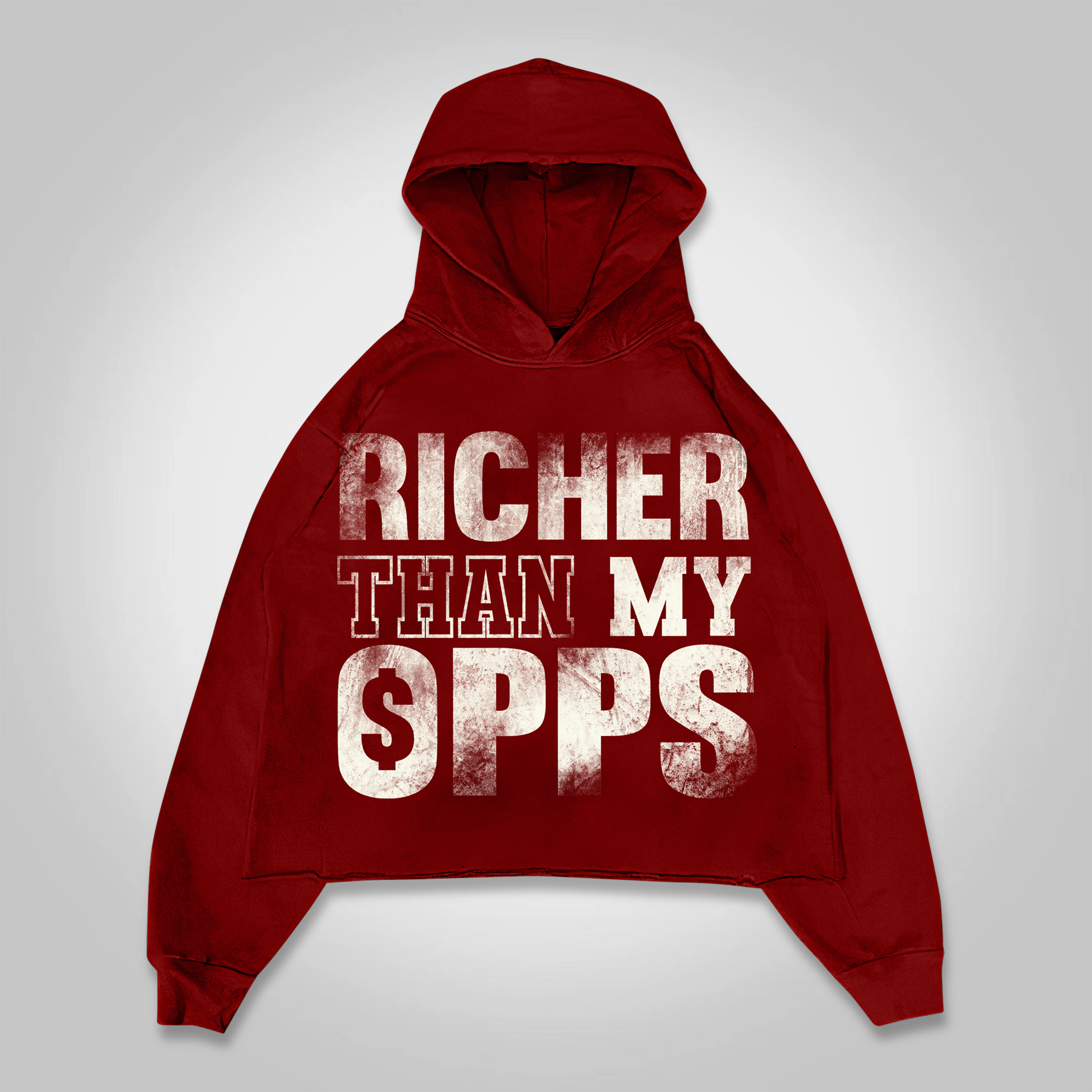 Hellxcity Richer Than My Opps Graphics Cropped Hoodie | HELLXCITY 