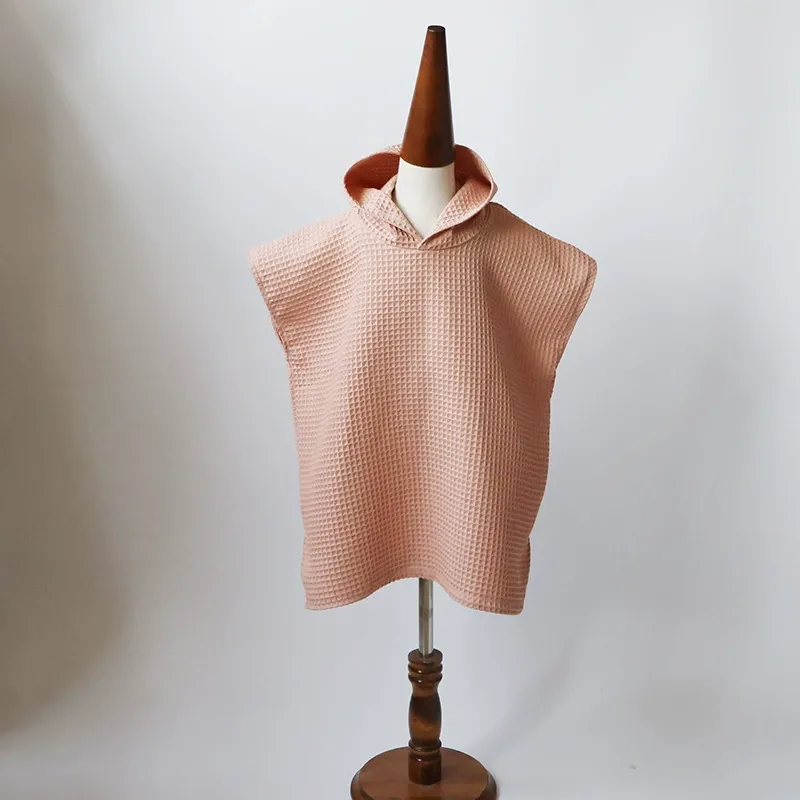 Peignoir cape gaufré brodé personnalisé pour enfants - Convient aux enfants de 2 à 7 ans