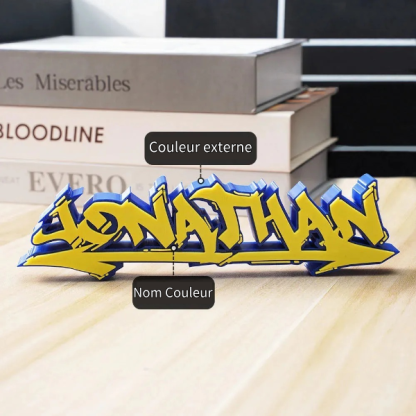 Plaque signalétique personnalisée en graffiti imprimée en 3D multicolore