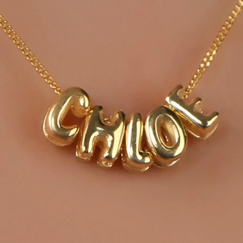Collier personnalisé avec lettres 3D, lettres à bulles 3D personnalisées, breloque numérotée - Cadeaux pour elle