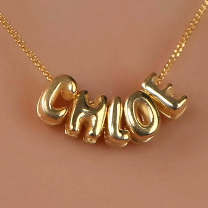 Collier personnalisé avec lettres 3D, lettres à bulles 3D personnalisées, breloque numérotée - Cadeaux pour elle