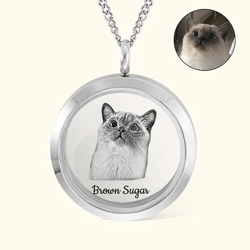 Collier souvenir personnalisé en fourrure d'animal de compagnie avec portrait, bijoux commémoratifs, cadeau de perte d'animal de compagnie pour elle