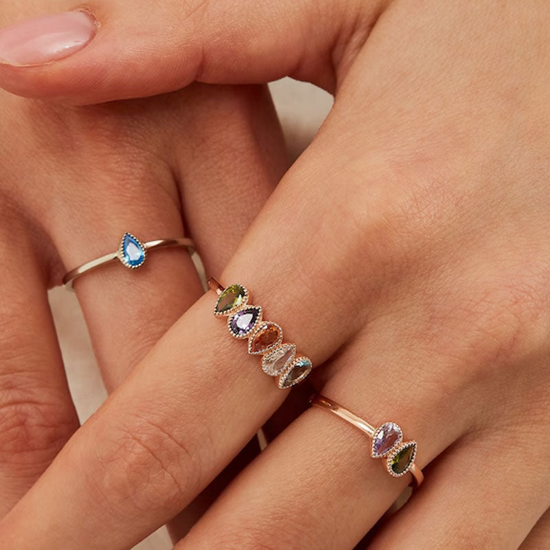 Bague de naissance personnalisée exquise pour mère - Cadeau de fête des mères pour grand-mère et maman