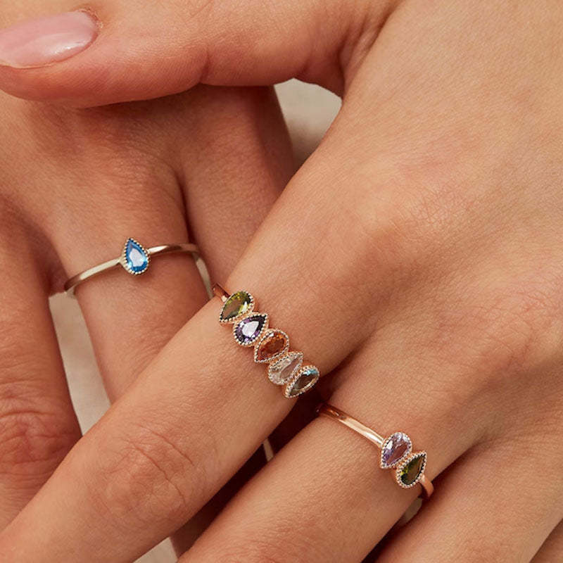 Bague de naissance personnalisée exquise pour mère - Cadeau de fête des mères pour grand-mère et maman