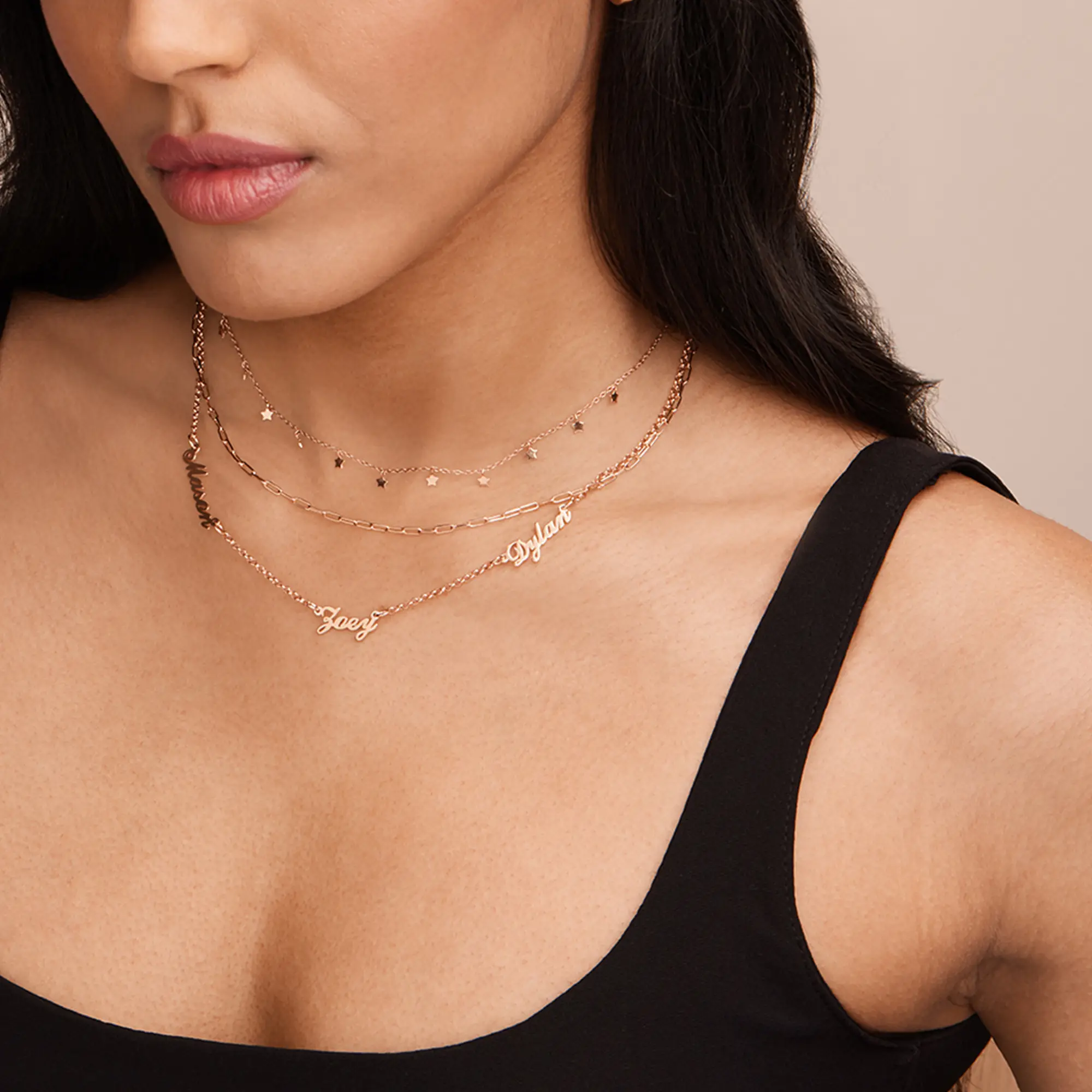 Collier à breloques coeur personnalisé avec prénom et pavé