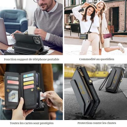 Étui de téléphone à bandoulière avec porte-cartes monogramme personnalisé