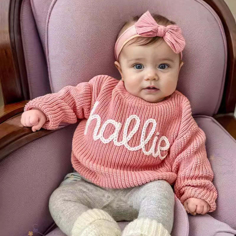 Pull fleuri personnalisé brodé à la main pour bébé et enfant