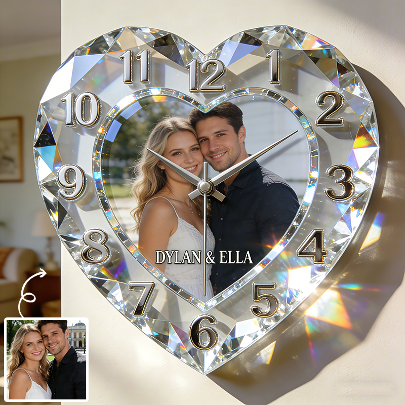 Personnalisé Crystal-Style Photo Horloge murale-Votre mémoire, clair comme du cristal
