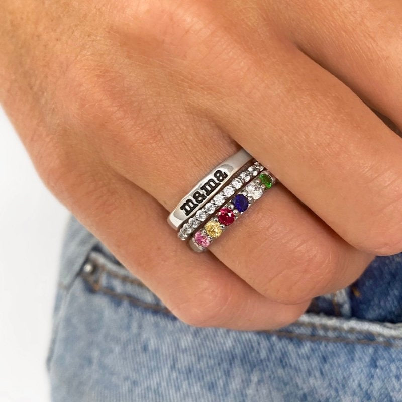 Bague de naissance familiale personnalisée - Cadeau pour grand-mère/maman