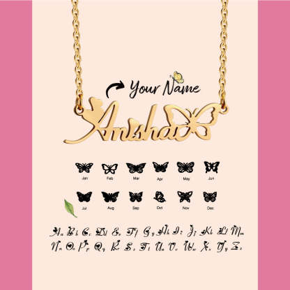 Cadeau de Noël pour fille Collier personnalisé avec nom de papillon creux