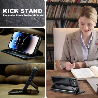 Étui de téléphone portefeuille magnétique avec porte-carte monogramme personnalisé