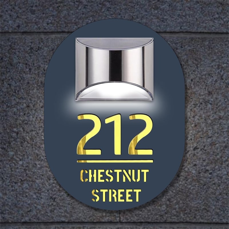 Personalized Solar Cut House Number Sign