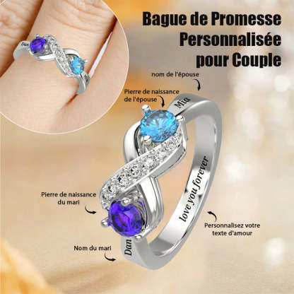 Bague De Naissance Personnalisée Pour Couple Avec Pierre De Naissance Infinie