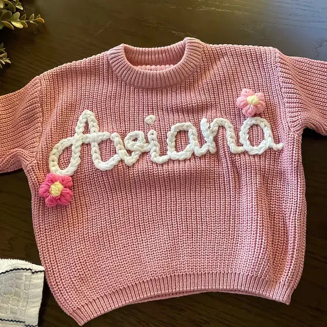 Personalized Hand Embroidered Baby&Kids Flower Sweater