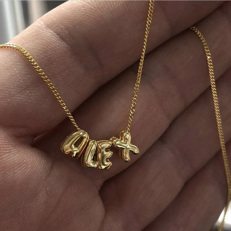 Collier personnalisé avec lettres 3D, lettres à bulles 3D personnalisées, breloque numérotée - Cadeaux pour elle