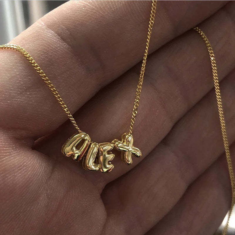 Collier personnalisé avec lettres 3D, lettres à bulles 3D personnalisées, breloque numérotée - Cadeaux pour elle