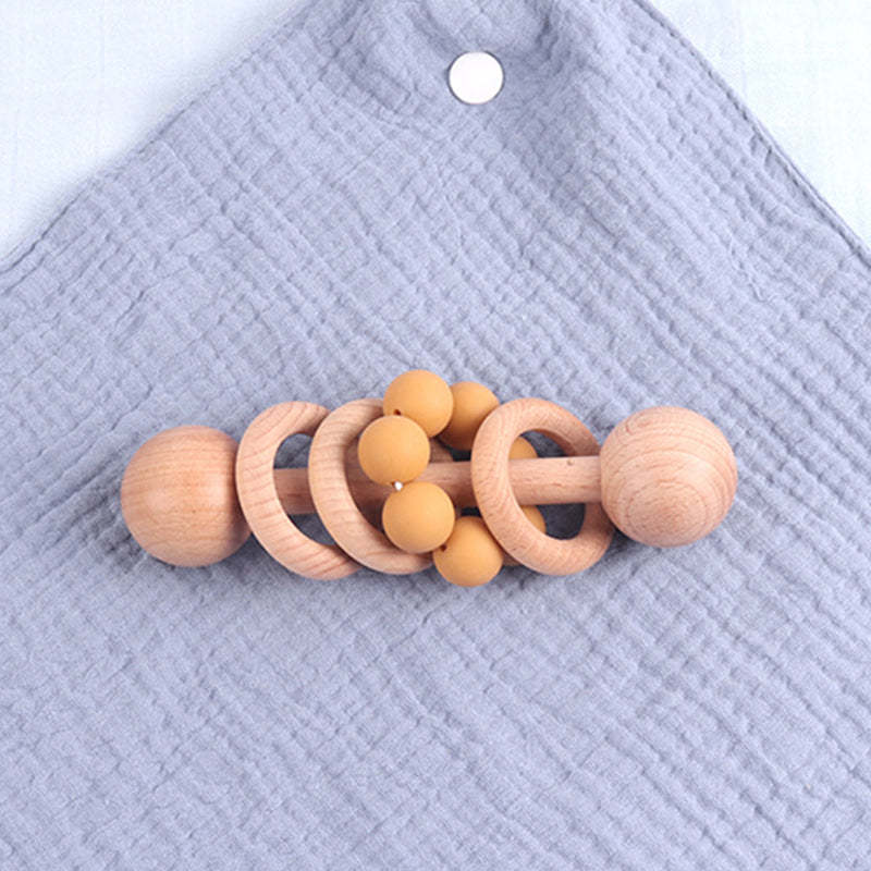 Personalized Wooden Baby Rattle with Engraved Name for Infant Baby Shower Birthday Gift