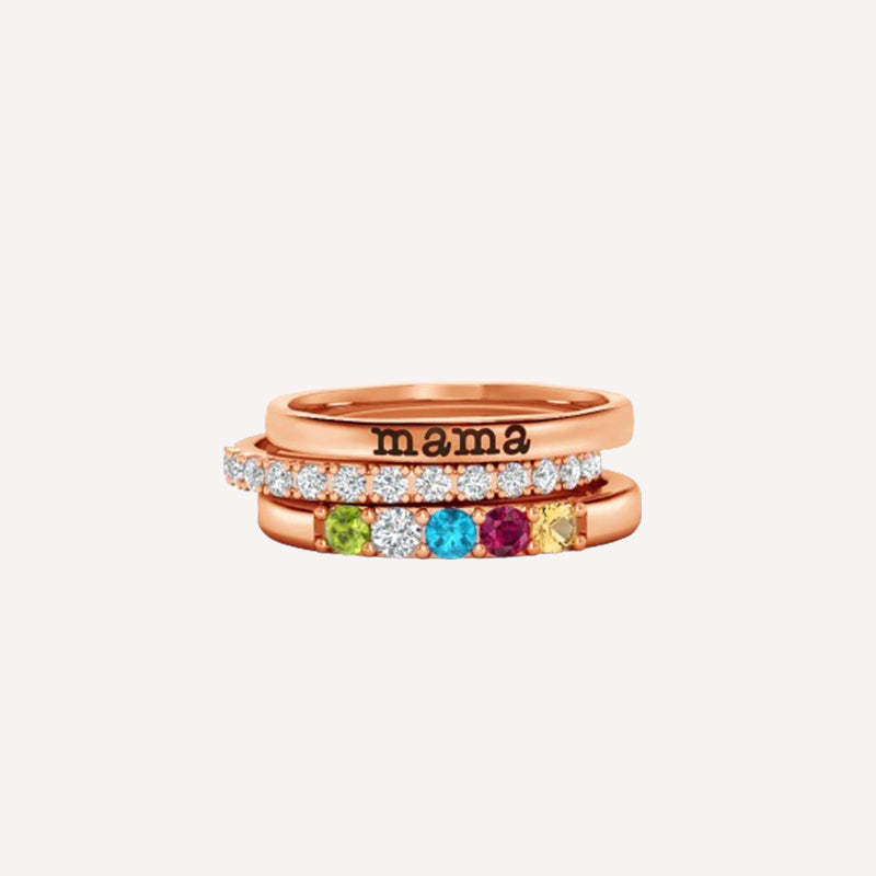 Bague de naissance familiale personnalisée - Cadeau pour grand-mère/maman
