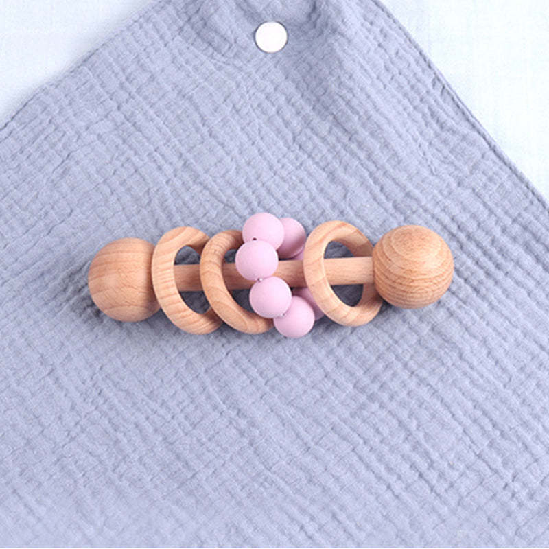 Personalized Wooden Baby Rattle with Engraved Name for Infant Baby Shower Birthday Gift